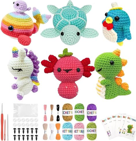 Crochet Kit for Beginners, Crochet Starter Kit w Step-by-Step Video Tutorials, Easy Beginner Crochet Kit Holiday Birthday Gift for Adults and Kids, Complete Kit Included in Saudi Arabia