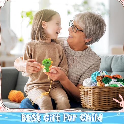 Crochet Kit for Beginners, Crochet Starter Kit w Step-by-Step Video Tutorials, Easy Beginner Crochet Kit Holiday Birthday Gift for Adults and Kids, Complete Kit Included in Saudi Arabia