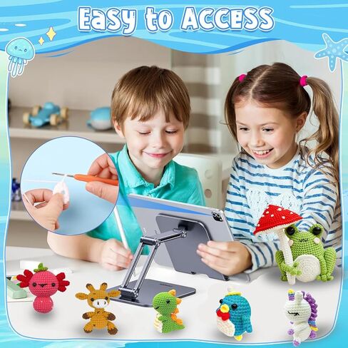 Crochet Kit for Beginners, Crochet Starter Kit w Step-by-Step Video Tutorials, Easy Beginner Crochet Kit Holiday Birthday Gift for Adults and Kids, Complete Kit Included in Saudi Arabia