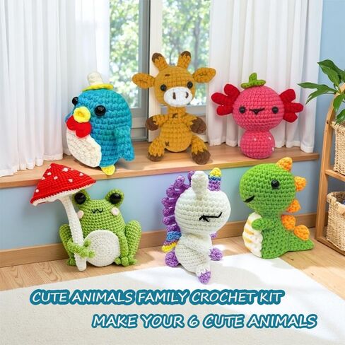 Crochet Kit for Beginners, Crochet Starter Kit w Step-by-Step Video Tutorials, Easy Beginner Crochet Kit Holiday Birthday Gift for Adults and Kids, Complete Kit Included in Saudi Arabia