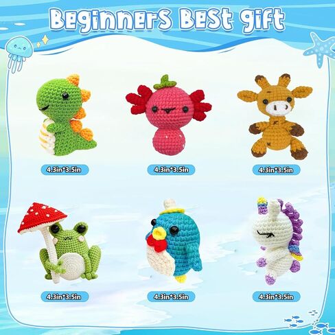 Crochet Kit for Beginners, Crochet Starter Kit w Step-by-Step Video Tutorials, Easy Beginner Crochet Kit Holiday Birthday Gift for Adults and Kids, Complete Kit Included in Saudi Arabia