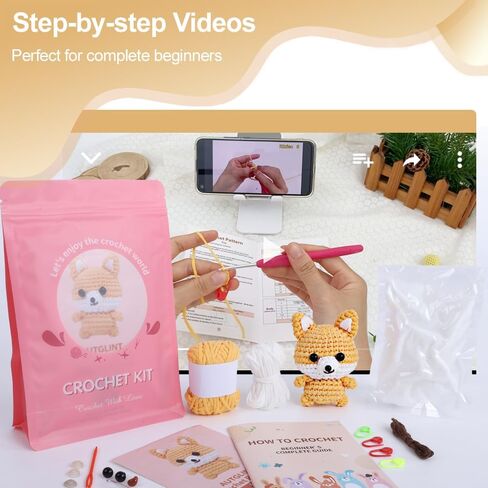Crochet Kit for Beginners - Amigurumi Animal Crochet Kit with Video Tutorial | Complete DIY Starter Kit for Adults, Teens & Kids | Creative Craft Gift for Handmade Doll Making (White Duck) in Saudi Arabia