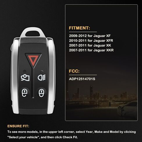 1 X Keyless Entry Remote Key Fob for Jaguar for XF for Jaguar for XFR for Jaguar for XK for Jaguar for XKR 2007-2012 ADP12514701S -315 Mhz in Saudi Arabia