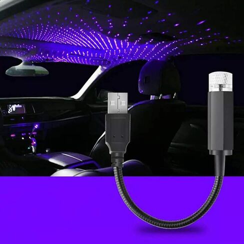ضوء ليلي لجهاز عرض USB على شكل نجمة، ضوء سيارة بروجكتور رومانسي مرصع بالنجوم قابل للتعديل، مصباح سقف تلقائي مزخرف بأجواء محمولة لغرفة النوم والسيارة والحفلات والجدار والسقف باللون الأزرق والأرجواني in Kuwait