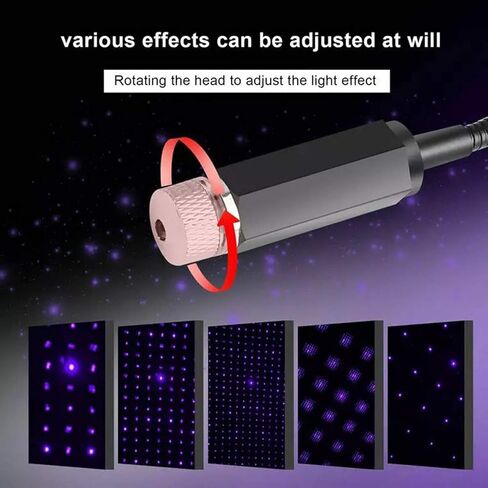 ضوء ليلي لجهاز عرض USB على شكل نجمة، ضوء سيارة بروجكتور رومانسي مرصع بالنجوم قابل للتعديل، مصباح سقف تلقائي مزخرف بأجواء محمولة لغرفة النوم والسيارة والحفلات والجدار والسقف باللون الأزرق والأرجواني in Kuwait