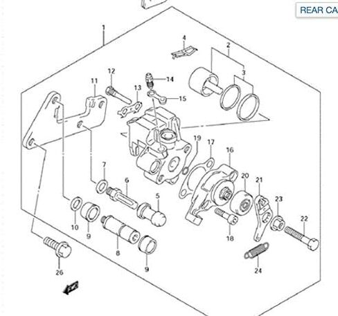 مجموعة فرجار الفرامل الخلفية مع وسادات تناسب كاواساكي KFX400 (2004-2006) in Saudi Arabia