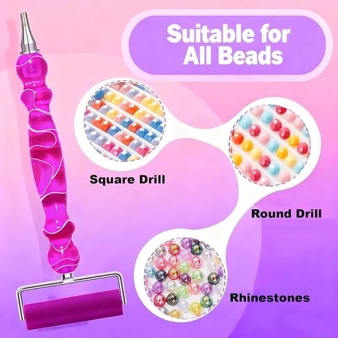 ZYNYXY 17PCS Ergonomic Diamond Art Pen Kits, with Multifunctional Metal Stainless Steel Screw Thin 1, 3, 6, 9, Tips, Correction Placers Roller Accessories (Purple + Pink + White + 5 PCS Tips) in Saudi Arabia