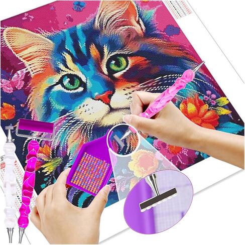 ZYNYXY 17PCS Ergonomic Diamond Art Pen Kits, with Multifunctional Metal Stainless Steel Screw Thin 1, 3, 6, 9, Tips, Correction Placers Roller Accessories (Purple + Pink + White + 5 PCS Tips) in Saudi Arabia