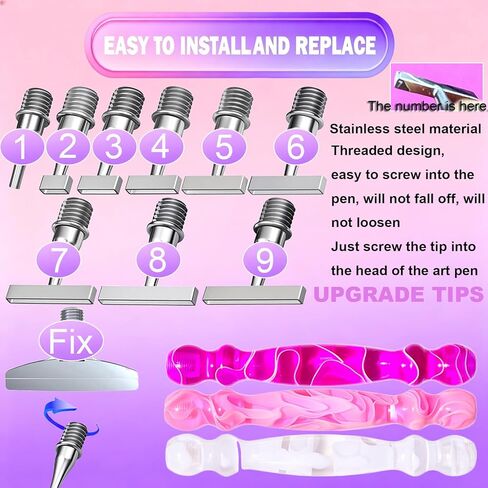 ZYNYXY 17PCS Ergonomic Diamond Art Pen Kits, with Multifunctional Metal Stainless Steel Screw Thin 1, 3, 6, 9, Tips, Correction Placers Roller Accessories (Purple + Pink + White + 5 PCS Tips) in Saudi Arabia