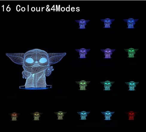 3D Illusion LED Night Light,16 Colors Gradual Changing Touch Switch USB Table Lamp for Holiday Gifts or Home Decorations（3Pattern） in Kuwait