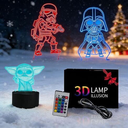 3D Illusion LED Night Light,16 Colors Gradual Changing Touch Switch USB Table Lamp for Holiday Gifts or Home Decorations（3Pattern） in Kuwait