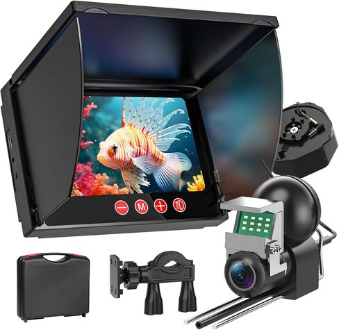 كاميرا الصيد تحت الماء مع شاشة LCD مقاس 4.3 بوصة، مكتشف الأسماك المحمول مع رؤية ليلية LED 12 IR وزاوية واسعة 220 درجة، كاميرا صيد الجليد IP68 المقاومة للماء مع كابل 100 قدم وبطارية 5000 مللي أمبير في الساعة لبحيرة الجليد والقارب in Kuwait