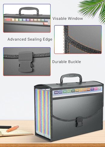 25 Pockets Accordion File Organizer with Handle,Expanding File Folders for Documents, A4/Letter Size Paper,a-z Tabs,Perfect Expandable Accordian Filing Folders with Visible Window in Saudi Arabia