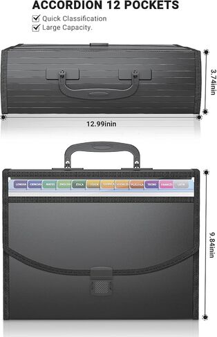 25 Pockets Accordion File Organizer with Handle,Expanding File Folders for Documents, A4/Letter Size Paper,a-z Tabs,Perfect Expandable Accordian Filing Folders with Visible Window in Saudi Arabia