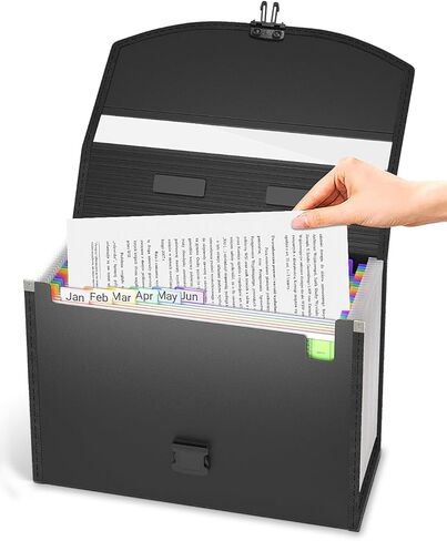 25 Pockets Accordion File Organizer with Handle,Expanding File Folders for Documents, A4/Letter Size Paper,a-z Tabs,Perfect Expandable Accordian Filing Folders with Visible Window in Saudi Arabia