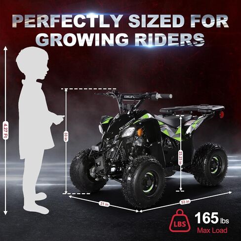 مركبة ATV تعمل بالغاز من Coolster مع مصابيح LED، 110CC 4-Stroke Mini Gas 4 عجلات مع فرامل قرصية أمامية وخلفية، مع دعم الوزن للتحكم في السرعة حتى 143 رطلاً، السرعة القصوى 15 ميل في الساعة، أخضر in Kuwait