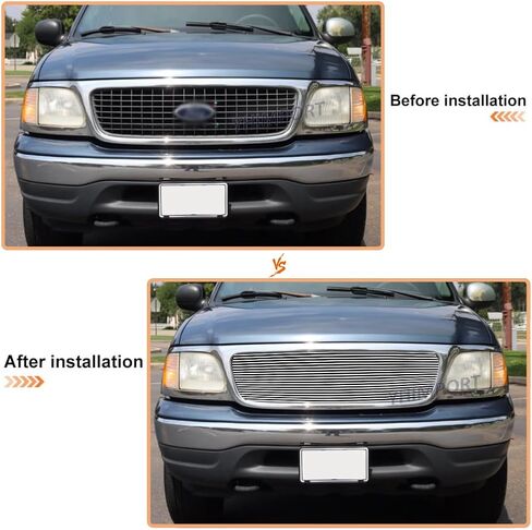Fits 1999-2003 Ford F150/Lightning/Harley Davidson Main Upper Chrome Billet Grille Insert Replacement Grill Polished Surface in Saudi Arabia