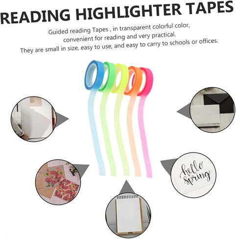 Uonlytech 5 Rolls of Waterproof Fluorescent Highlighting Tape Removable Highlighter Tapes for Annotating Books Office Use and School Projects in Saudi Arabia