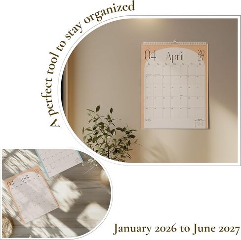 Modern Vertical Wall Calendar 2025-18 Month Calendar January 2025 to June 2026, 11x13.5 Inches Cursive Font Design with Spiral Twin-Wire Binding in Kuwait