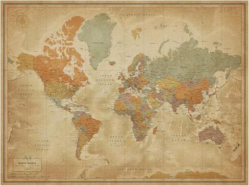 Map of the World - Laminated | World Map Wall Poster for Travel Tracking | Developed with cartographer (32 x 24) in Saudi Arabia