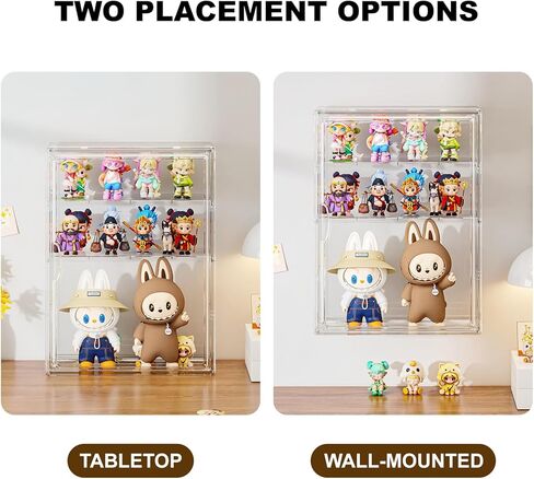 Clear 4 Tiers Acrylic Display Case for Figures Collectibles Wall Mounted Hobby Figurine Display Case with Shelves, Display Shelf Storage Box for Labubu Pop Mart, Action Figures, XXL, 1 Pack in Saudi Arabia