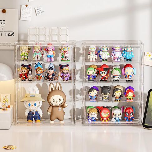 Clear 4 Tiers Acrylic Display Case for Figures Collectibles Wall Mounted Hobby Figurine Display Case with Shelves, Display Shelf Storage Box for Labubu Pop Mart, Action Figures, XXL, 1 Pack in Saudi Arabia
