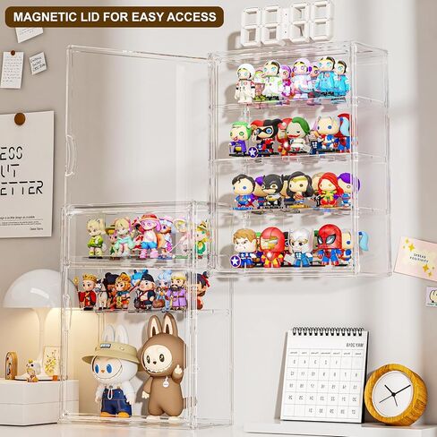 Clear 4 Tiers Acrylic Display Case for Figures Collectibles Wall Mounted Hobby Figurine Display Case with Shelves, Display Shelf Storage Box for Labubu Pop Mart, Action Figures, XXL, 1 Pack in Saudi Arabia