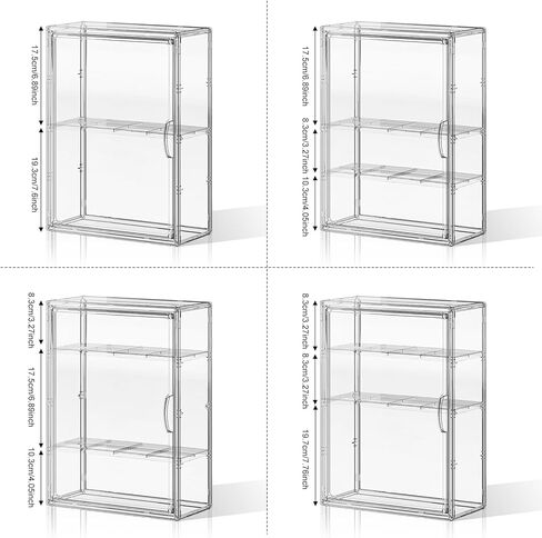 Clear 4 Tiers Acrylic Display Case for Figures Collectibles Wall Mounted Hobby Figurine Display Case with Shelves, Display Shelf Storage Box for Labubu Pop Mart, Action Figures, XXL, 1 Pack in Saudi Arabia