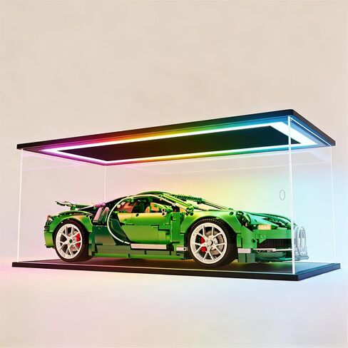 Clear Acrylic Display Case with LED Lights, Dustproof Showcase Display Box for 1/8, 1/12, 1/18, 1/24 Scale Model Cars and F1 Lego Collectibles(1/12scale 17.7x9.4x5.5inch/45x24x14 cm) in Saudi Arabia