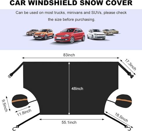 Car Windshield Snow Cover, Front Windshield Ice and Snow Shield with Removable Mirror Cover, Multi-Purpose Sun Visor Snow Shield for Car Window, Car Accessories (Rear Windshield) in Saudi Arabia