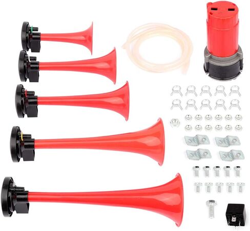 super loud 5 Trumpet Musical Dukes Hazzard Horn Kit Compressor Dixie Musical Air Horn for Any 12V Vehicles Trucks Lorrys Trains Boats Cars Vans Kit in Saudi Arabia