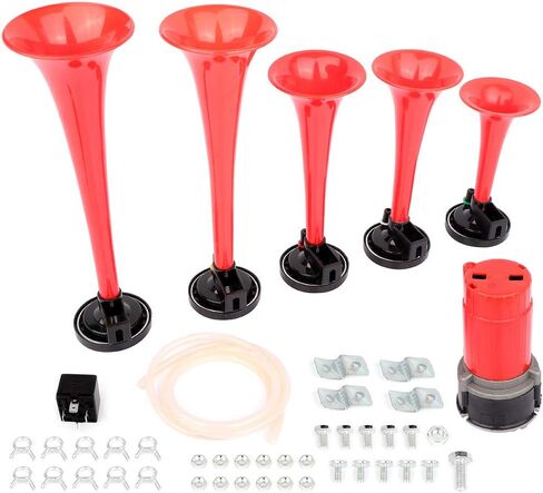 super loud 5 Trumpet Musical Dukes Hazzard Horn Kit Compressor Dixie Musical Air Horn for Any 12V Vehicles Trucks Lorrys Trains Boats Cars Vans Kit in Saudi Arabia