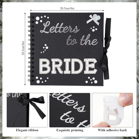 Jieting 8x8 Inch Letters to The Bride Scrapbook - DIY Wedding Memory Book with Stickers Pearls Bows Color Pens 40 Pages Guest Book for Bridal Shower Anniversary Travel Keepsake Album (White) in Kuwait