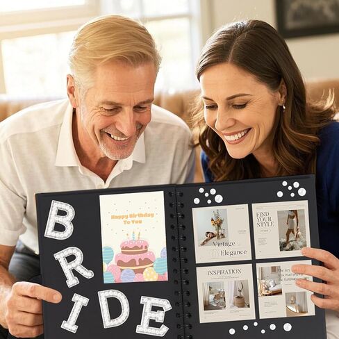 Jieting 8x8 Inch Letters to The Bride Scrapbook - DIY Wedding Memory Book with Stickers Pearls Bows Color Pens 40 Pages Guest Book for Bridal Shower Anniversary Travel Keepsake Album (White) in Kuwait