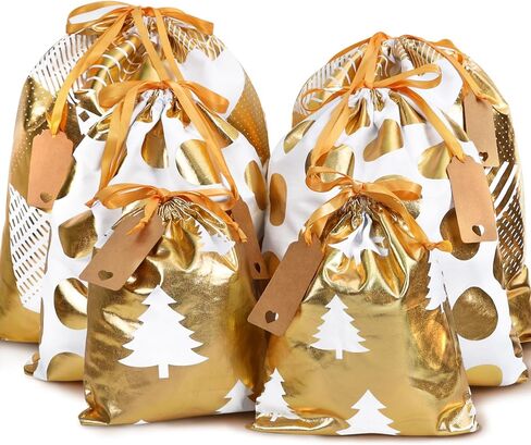 JOINDO 3pcs Christmas gift bags, Medium Size (16 x 20 inches), Drawstring Design, 3 Patterns, 100% Cotton in Kuwait