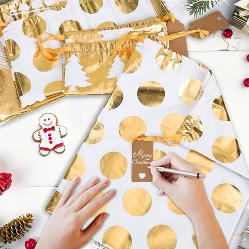 JOINDO 3pcs Christmas gift bags, Medium Size (16 x 20 inches), Drawstring Design, 3 Patterns, 100% Cotton in Kuwait