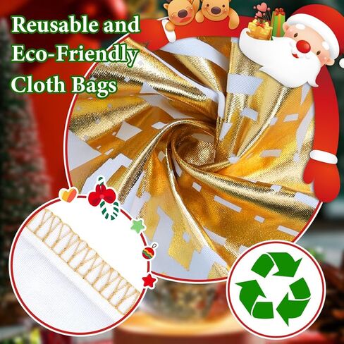 JOINDO 3pcs Christmas gift bags, Medium Size (16 x 20 inches), Drawstring Design, 3 Patterns, 100% Cotton in Kuwait