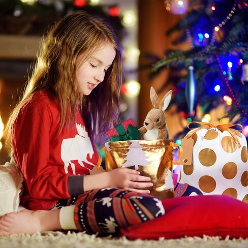 JOINDO 3pcs Christmas gift bags, Medium Size (16 x 20 inches), Drawstring Design, 3 Patterns, 100% Cotton in Kuwait