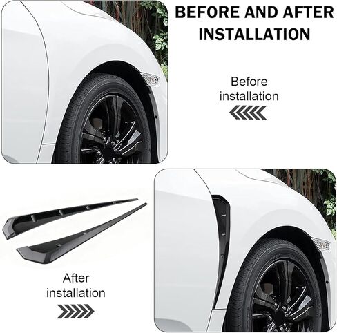 Fender Side Vents, Car Spoiler, Car Modification Side Fender Decorative Stickers, Auto Exterior Accessories, 2PCS (Black) in Saudi Arabia