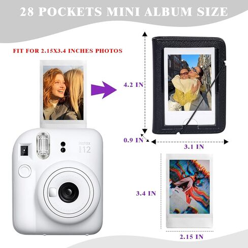 WOGOZAN 64 Pocket Photo Album, Polaroid Album Book for Fujifilm Instax Mini 12/11/SE/99/90/EVO/Link/Liplay Instant Camera, 2.15x3.4 Inches Films, PU Mini Photo Album with Cover Display - Purple in Saudi Arabia