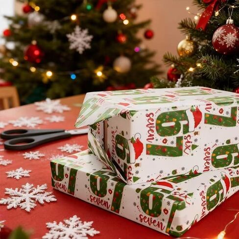 67 ورق تغليف عيد الميلاد، 6 7 ورق تغليف ميمي، 67 ميمي مضحك في سن المراهقة هدية عيد الميلاد، سانتا 67 ميمي GiftWrap، ستة أوراق تغليف احتفالية فريدة من نوعها (67-أبيض) in Saudi Arabia
