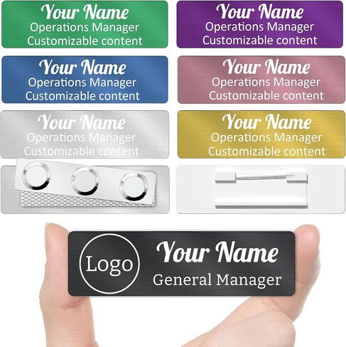 2PCS Custom Name Tag, Personalized Magnetic Name Tags Engraved with Logo & Text,Metal Name Tags ID Badges with Magnets or Pin Backing, Identification Badges for Employees,Office,School in Saudi Arabia