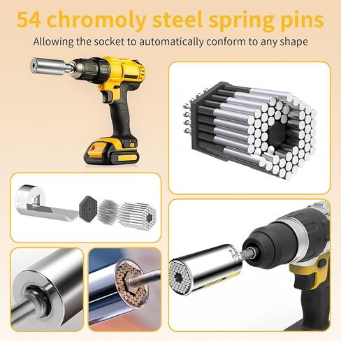 Universal Socket Self-Adjusting Wrench Set (7-19mm) – Fits Standard 1/4''-3/4'',Super Socket with Power Drill Adapter for Wrench Ratchet & Power Drill– Ideal Tool Gift for Men in Saudi Arabia