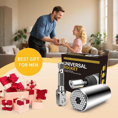 Universal Socket Self-Adjusting Wrench Set (7-19mm) – Fits Standard 1/4''-3/4'',Super Socket with Power Drill Adapter for Wrench Ratchet & Power Drill– Ideal Tool Gift for Men in Saudi Arabia