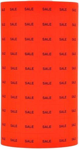 طباعة سوداء على ملصقات تسعير "SALE" باللون الأحمر الفلوري لتناسب أسعار Monarch 1115. 10 لفات مع 1 بكرة حبر مجانية. in Saudi Arabia
