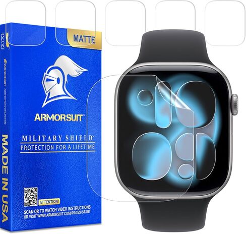 ArmorSuit 6 Pack Screen Protector for Apple Watch Series 11 46mm, Series 10 (46mm) Anti-Glare MilitaryShield Matte Film - Made in USA in Saudi Arabia