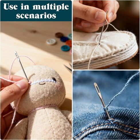 76PCS Big Eye Stainless Steel Sewing Needle Kit, Needle and Thread Kit, Sewing Supplies and Accessories with Scissors Seam Ripper Threaders Measure Tape Thimbles for Home Mom Beginner Traveler in Saudi Arabia