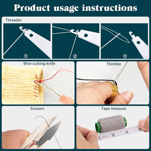76PCS Big Eye Stainless Steel Sewing Needle Kit, Needle and Thread Kit, Sewing Supplies and Accessories with Scissors Seam Ripper Threaders Measure Tape Thimbles for Home Mom Beginner Traveler in Saudi Arabia