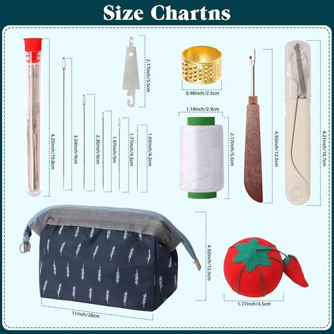 76PCS Big Eye Stainless Steel Sewing Needle Kit, Needle and Thread Kit, Sewing Supplies and Accessories with Scissors Seam Ripper Threaders Measure Tape Thimbles for Home Mom Beginner Traveler in Saudi Arabia