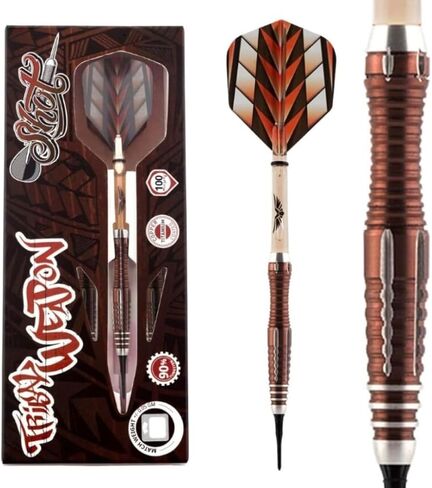 Shot Darts Soft Tip, Tribal Weapon Savage 19g, 90% Tungsten Barrels, Front Weighted with Precision Grips, Professional Dart Set and Flights Made in New Zealand, Plastic Tip Bar Darts in Saudi Arabia